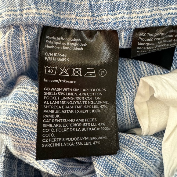 NWT H&M Women’s Linen joggers, blue/white striped, Small - Picture 4 of 5